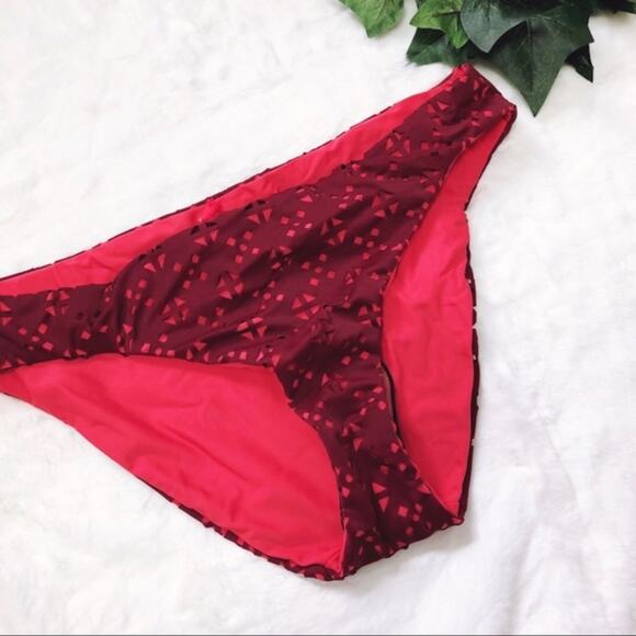 LOFT Red Beach Perforated Hipster Bikini Bottom - Picture 7 of 8